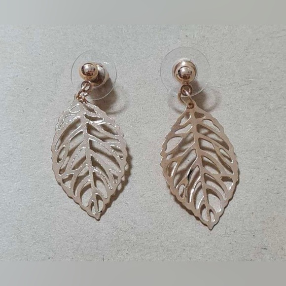 “Autumn” Fall Gold Lasercut Cut-out Hollow Leaf Leaves Nature Boho Hippie Dangle - Picture 13 of 16